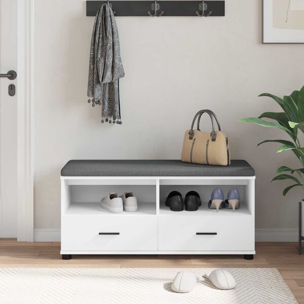 vidaXL Chodbičkov&aacute; lavice s pol&scaron;t&aacute;řem B&iacute;l&aacute; 100 x 38 x 46 cm