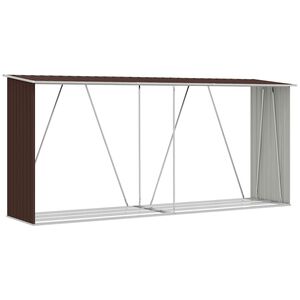 vidaXL Zahradní kůlna na dříví pozinkovaná ocel 330x84x152 cm hnědá