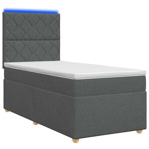 vidaXL LED ro&scaron;t s matrac&iacute; s LED p&aacute;sky Tmavě &scaron;ed&aacute; 90 x 190 cm Textil