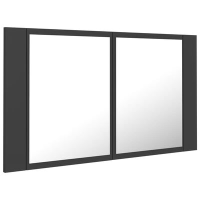 vidaXL LED koupelnová skříňka se zrcadlem šedá 80 x 12 x 45 cm akryl