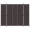 vidaXL 5dílný paraván hnědý 250x200 cm textil