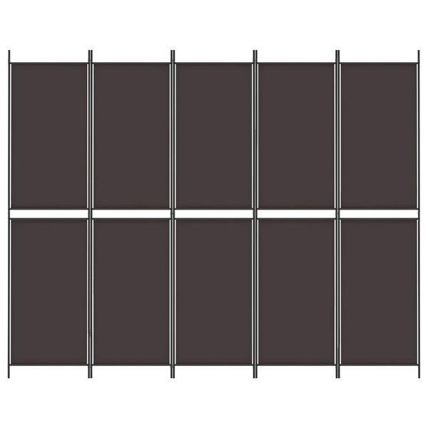 vidaXL 5dílný paraván hnědý 250x200 cm textil