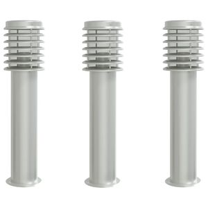 vidaXL Venkovn&iacute; stojac&iacute; lampy 3 ks stř&iacute;brn&eacute; 60 cm nerezov&aacute; ocel