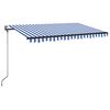 vidaXL Automatick&aacute; mark&yacute;za LED a senzor větru 450 x 350 cm modrob&iacute;l&aacute;