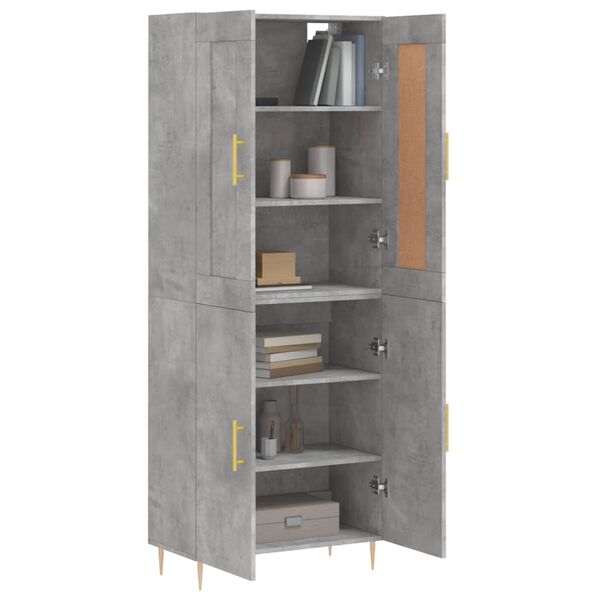 vidaXL Skř&iacute;ň highboard betonově &scaron;ed&aacute; 69,5x34x180 cm kompozitn&iacute; dřevo