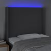 vidaXL Čelo postele s LED tmavě &scaron;ed&eacute; 103 x 16 x 118/128 cm textil