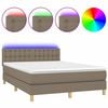 vidaXL Box spring postel s matrac&iacute; a LED taupe 140x190 cm textil
