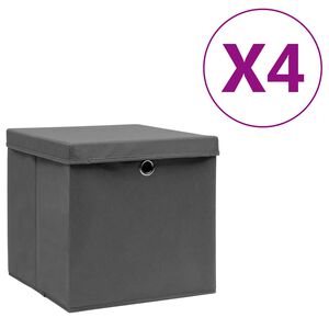 vidaXL &Uacute;ložn&eacute; boxy s v&iacute;ky 4 ks 28 x 28 x 28 cm &scaron;ed&eacute;