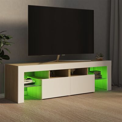 vidaXL TV skříňka s LED osvětlením bílá a dub sonoma 140x36,5x40 cm