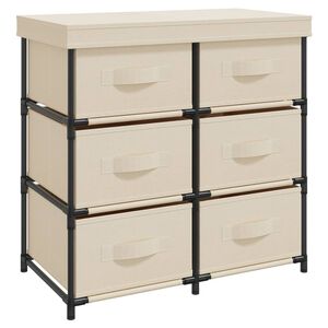 vidaXL &Uacute;ložn&aacute; skř&iacute;ňka se 6 z&aacute;suvkami 55 x 29 x 55 cm kr&eacute;mov&aacute; ocel