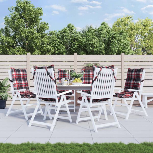 vidaXL Podu&scaron;ky na židli vysok&eacute; opěradlo 6 ks červen&eacute; k&aacute;rovan&eacute; oxford