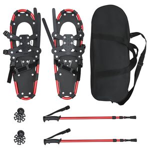 vidaXL 3 V 1 sněžnice s turistick&yacute;mi holemi Červen&aacute; a čern&aacute;