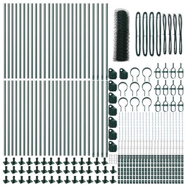 vidaXL Plotov&yacute; sloupek. Zelen&aacute; 100 x 0,8 m (s&iacute;ť 36 mm) Ocel a PVC