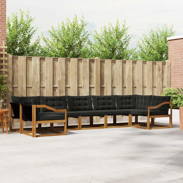 vidaXL Venkovn&iacute; pohovkov&aacute; souprava s pol&scaron;t&aacute;řem 7 pcs Přirozen&aacute; a čern&aacute;