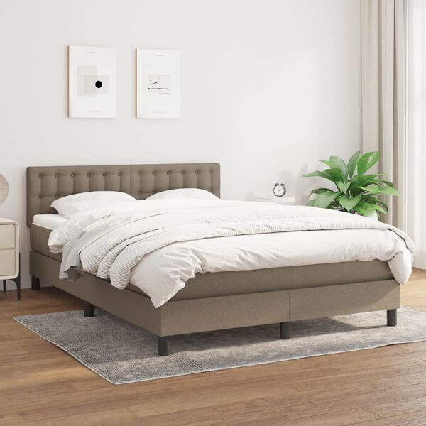 vidaXL Box spring postel s matrac&iacute; taupe 140x190 cm textil