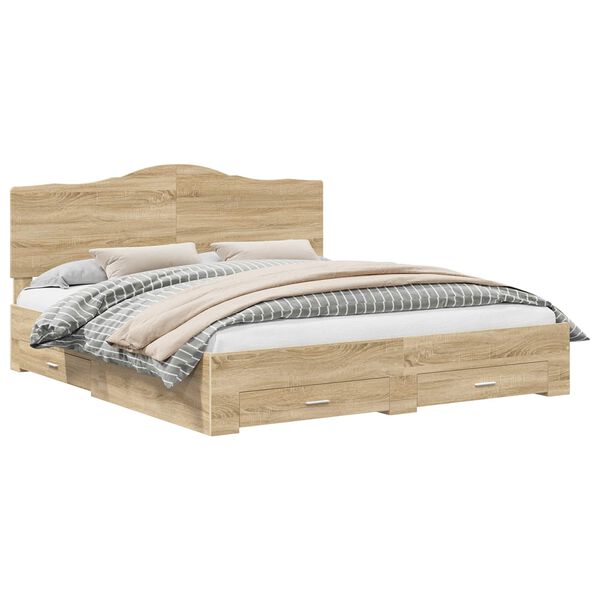 vidaXL R&aacute;m postele s čelo Sonoma dub 200 x 200 cm kompozitn&iacute; dřevo