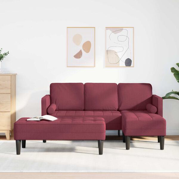 vidaXL Set pohovek s pol&scaron;t&aacute;řem 2 pcs V&iacute;no Červen&eacute; Polyester