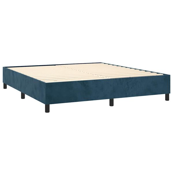 vidaXL Box spring postel s matrac&iacute; tmavě modr&aacute; 160x200 cm samet