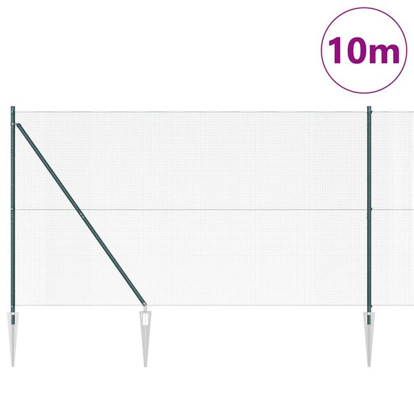 vidaXL Plotov&yacute; sloupek. Zelen&aacute; 10 x 1,6 m (s&iacute;ť 12 x 12 mm) Ocel a PVC