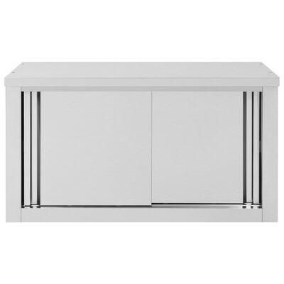 vidaXL Nástěnná kuchyňská skříň s posuvnými dveřmi 90x40x50 cm nerez