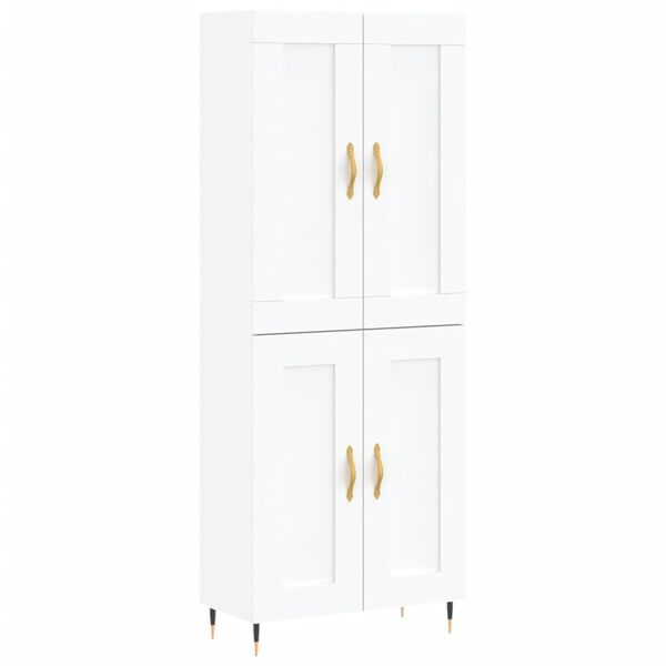 vidaXL Skř&iacute;ň highboard b&iacute;l&aacute; 69,5 x 34 x 180 cm kompozitn&iacute; dřevo