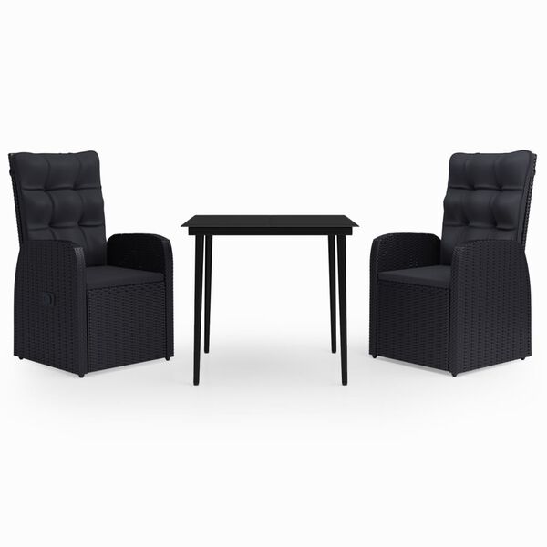 vidaXL 3d&iacute;ln&yacute; zahradn&iacute; j&iacute;deln&iacute; set s podu&scaron;kami čern&yacute;