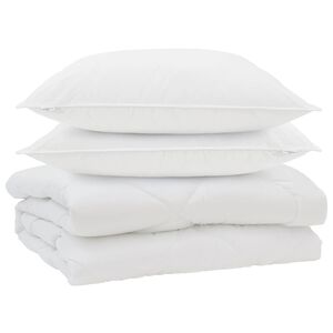 vidaXL Přikr&yacute;vka s pol&scaron;t&aacute;řem 3 pcs B&iacute;l&aacute; Mikrovl&aacute;kno