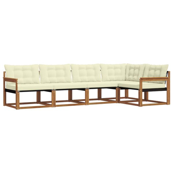 vidaXL Venkovn&iacute; pohovkov&aacute; souprava 5 pcs Přirozen&aacute; a Kr&eacute;mov&aacute;