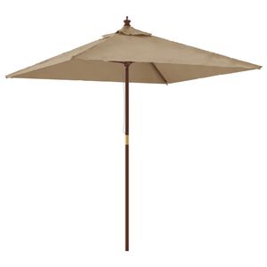 vidaXL Zahradn&iacute; slunečn&iacute;k s dřevěnou tyč&iacute; taupe 198 x 198 x 231 cm