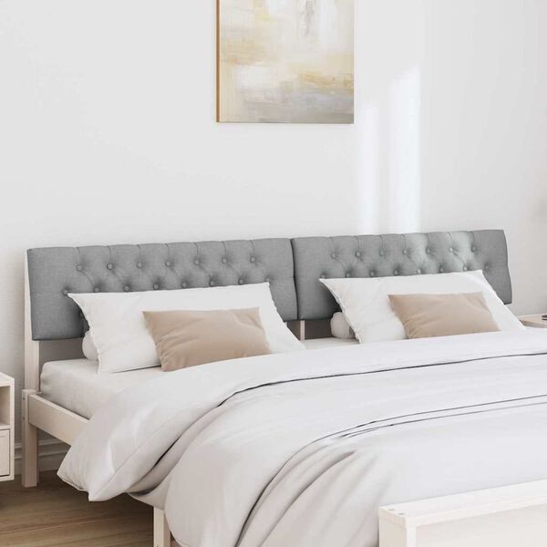 vidaXL Čalouněn&eacute; čelo postele Světle &scaron;ed&aacute; 200 cm Masivn&iacute; borov&eacute; dřevo