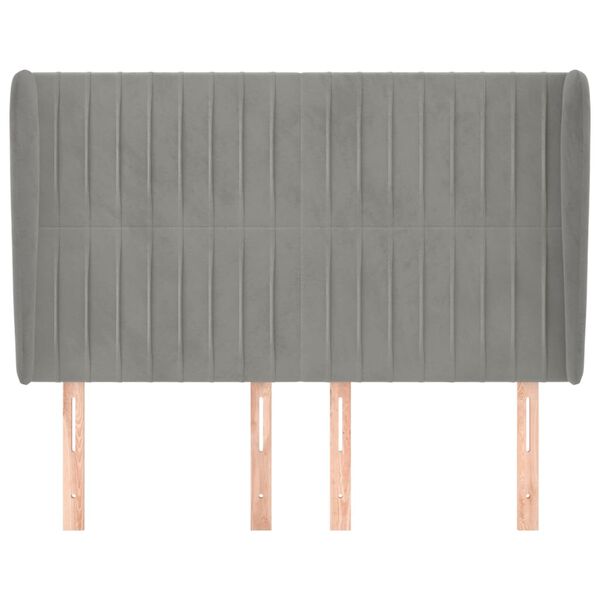 vidaXL Čelo postele typu u&scaron;&aacute;k světle &scaron;ed&eacute; 147x23x118/128 cm samet