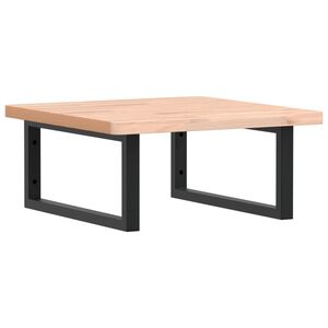 vidaXL Deska pod umyvadlo n&aacute;stěnn&aacute; ocel a masivn&iacute; bukov&eacute; dřevo