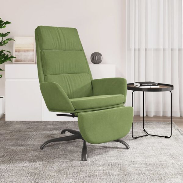 vidaXL Relaxačn&iacute; křeslo s podnožkou světle zelen&eacute; samet