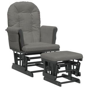 vidaXL Křeslo glider se stoličkou tmavě &scaron;ed&eacute; textil