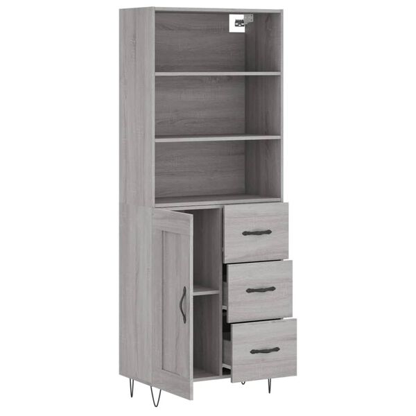 vidaXL Skř&iacute;ň highboard &scaron;ed&aacute; sonoma 69,5 x 34 x 180 cm kompozitn&iacute; dřevo