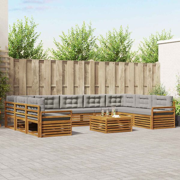 vidaXL Sedac&iacute; soupravy s pol&scaron;t&aacute;řem 10 pcs Př&iacute;rodn&iacute; a světle &scaron;ed&aacute;