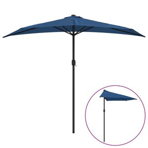 vidaXL Slunečn&iacute;k na balkon hlin&iacute;kov&aacute; tyč modr&yacute; 270x144x222 cm půlkruh
