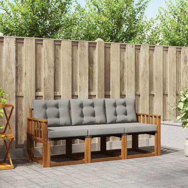 vidaXL Venkovn&iacute; pohovkov&aacute; souprava 3 pcs Př&iacute;rodn&iacute; a světle &scaron;ed&aacute;