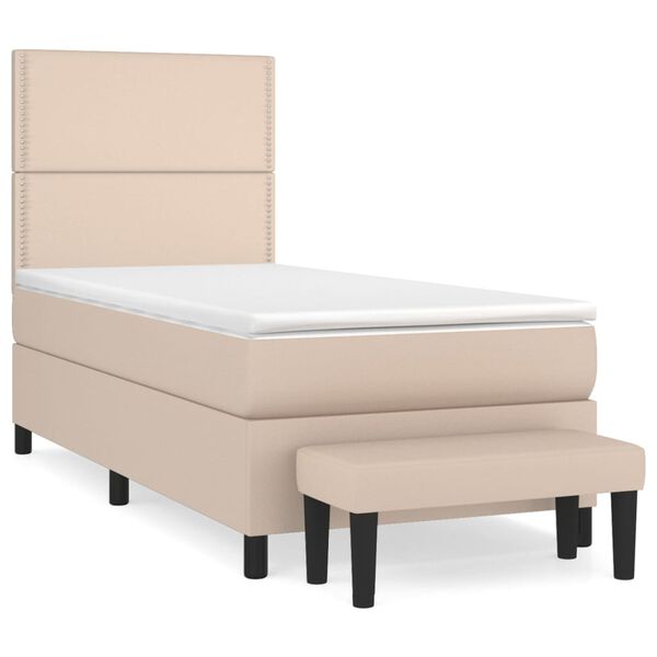 vidaXL Box spring postel s matrac&iacute; cappuccino 90x190 cm uměl&aacute; kůže