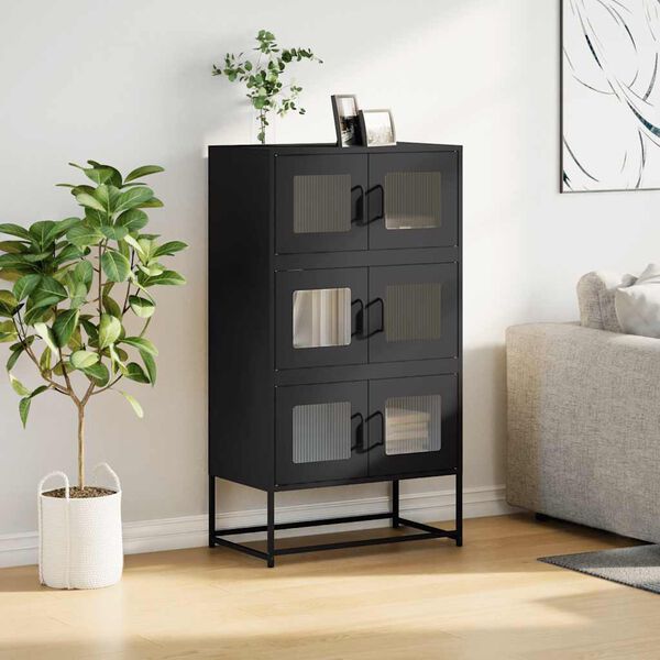 vidaXL Skříň highboard černá 68x39x123 cm ocel