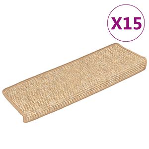 vidaXL Schodov&eacute; rohože 15 ks 65 x 21 x 4 cm světle hněd&eacute; s obd&eacute;ln&iacute;kov&yacute;m okrajem
