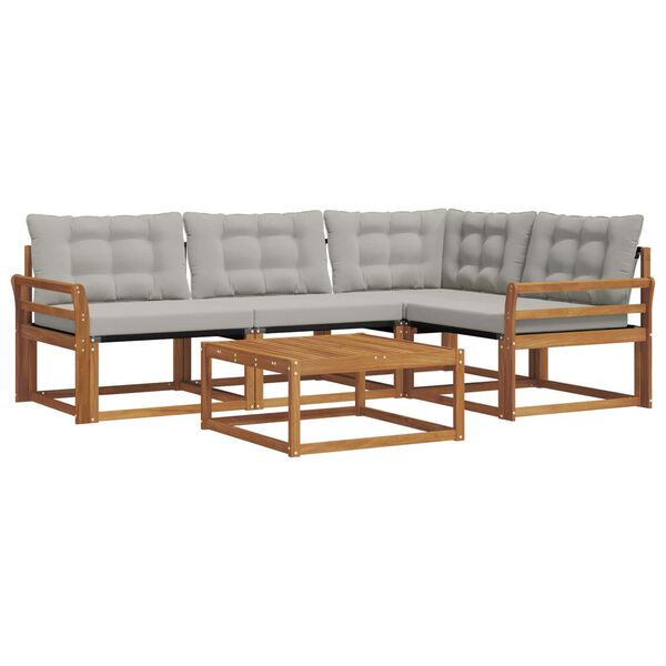 vidaXL Venkovn&iacute; pohovkov&aacute; souprava 5 pcs Př&iacute;rodn&iacute; a světle &scaron;ed&aacute;