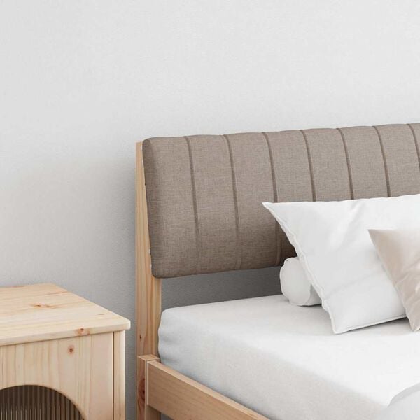 vidaXL Čalouněn&eacute; čelo postele Taupe 200 cm Masivn&iacute; borov&eacute; dřevo