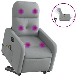 vidaXL Elektrick&eacute; zvedac&iacute; mas&aacute;žn&iacute; polohovac&iacute; křeslo světle &scaron;ed&eacute; textil