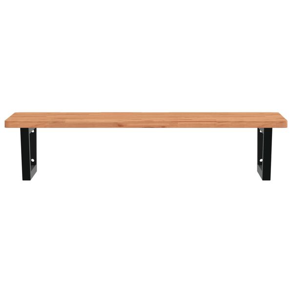 vidaXL Deska pod umyvadlo n&aacute;stěnn&aacute; ocel a masivn&iacute; bukov&eacute; dřevo