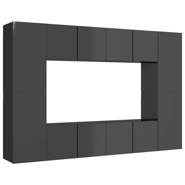 vidaXL 8d&iacute;ln&yacute; set TV skř&iacute;něk &scaron;ed&yacute; s vysok&yacute;m leskem dřevotř&iacute;ska