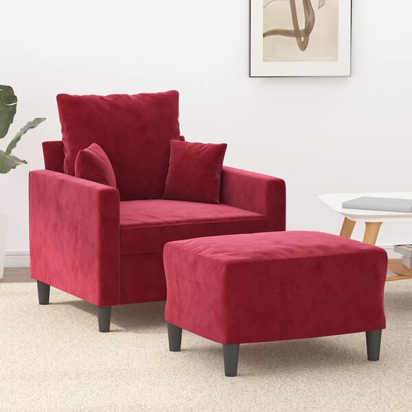 vidaXL Křeslo s podnožkou v&iacute;nov&eacute; 60 cm samet