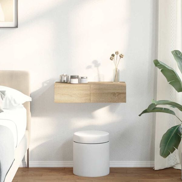 vidaXL N&aacute;stěnn&aacute; police se z&aacute;suvkami dub sonoma 60x26,5x15 cm kompozit