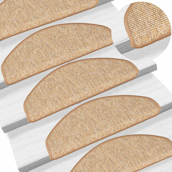 vidaXL Schodov&eacute; rohože 15 ks 65 x 21 x 4 cm světle hněd&eacute;, půlkulat&eacute;, velk&eacute;