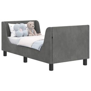 vidaXL R&aacute;m postele pro batole s čelem Tmavě &scaron;ed&aacute; 70 x 140 cm Samet